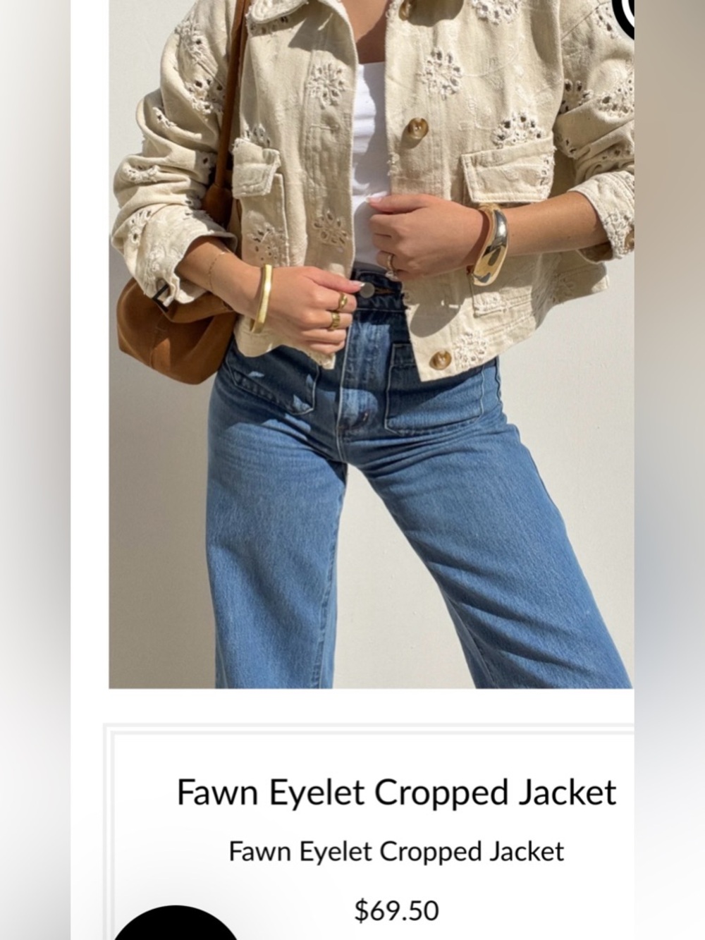 NEW! Eyelet Cropped Jacket Size Small